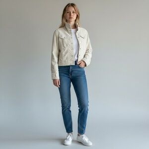 Foxy Jeans - Cord  Funnel Neck Crop Jacket - Size Medium